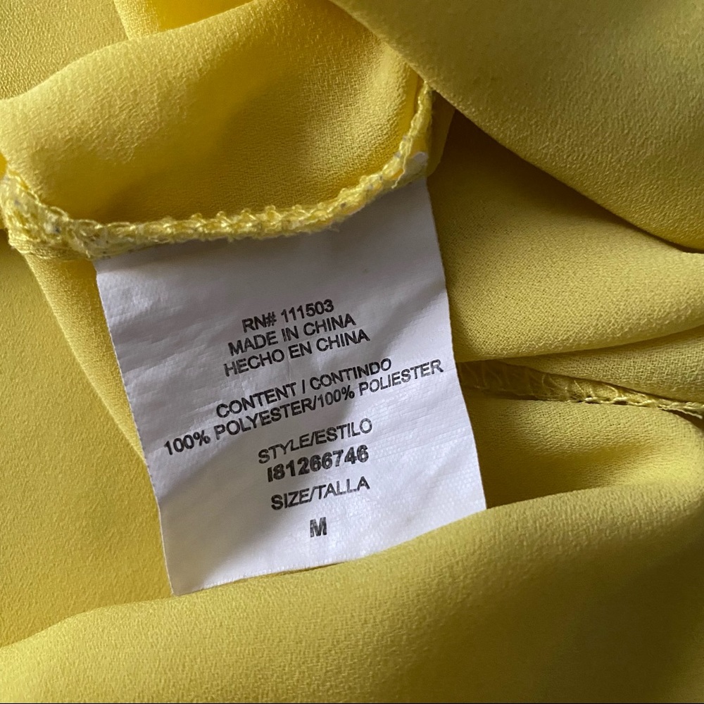Lightweight Bright Yellow V Neck Blouse - Picture 11 of 12